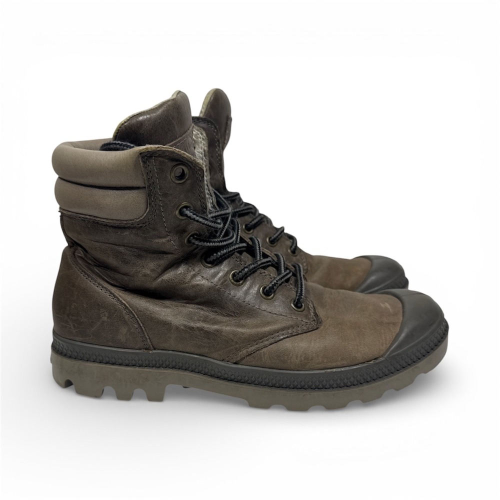 Palladium Leather Combat Boot Tan Brown Lace Up Lug Sole 7 38 Gorpcore Military